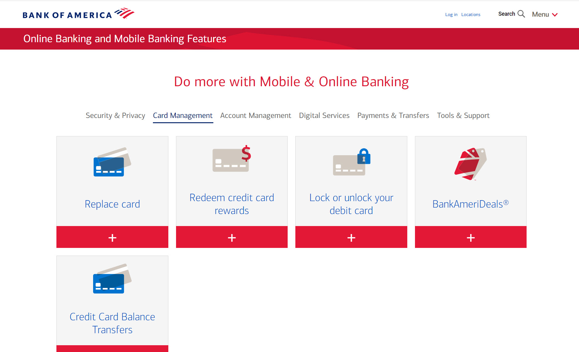 Bank of America mobile banking hub